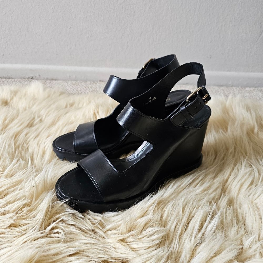 Tamara Mellon Black Leather Slingback Sandal Heels Size 40